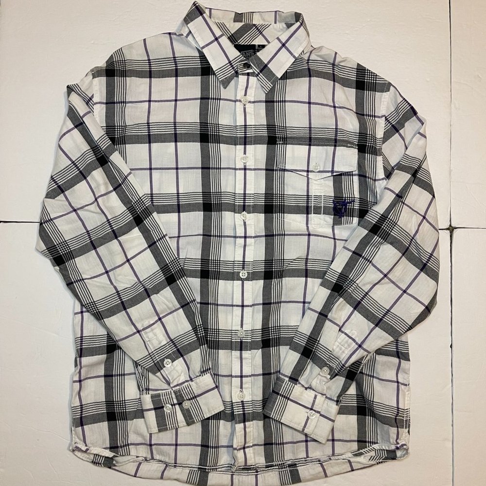 VANS Men's Plaid Long Sleeve Shirt With Flap Chest Pocket Size L